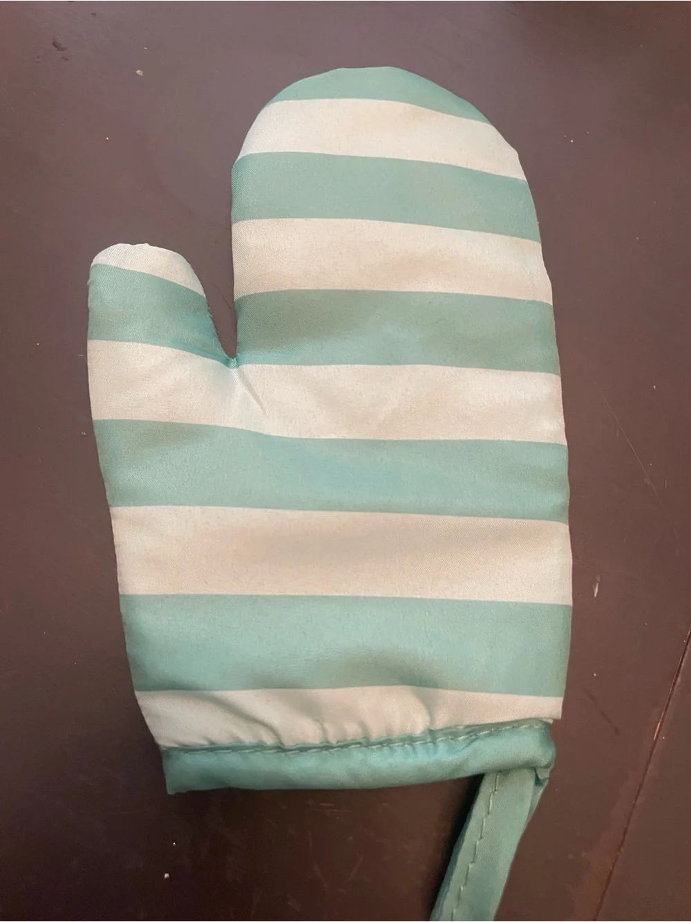 Kids Striped Aqua and White Oven Mitt - Home Accents